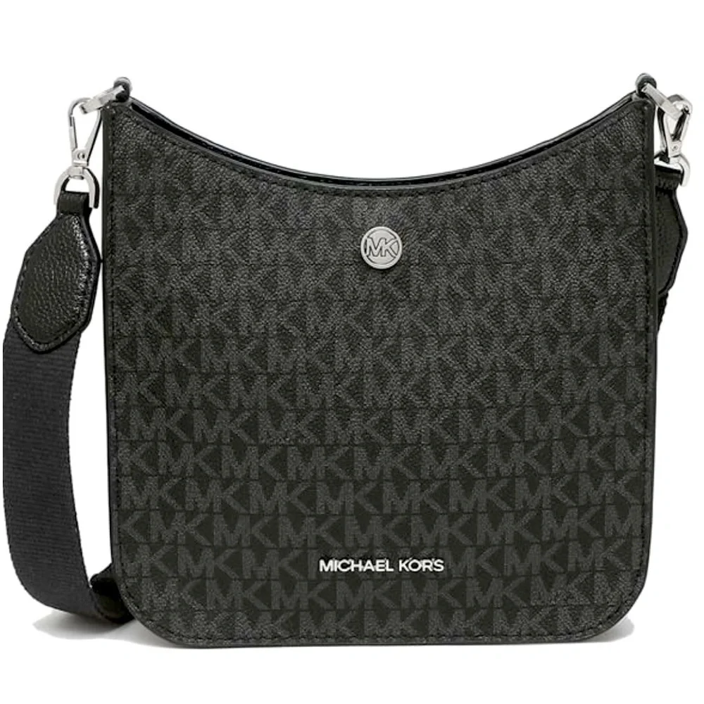 MICHAEL KORS Briley Small Logo Messenger Bag BLACK SIGNATURE COLOR